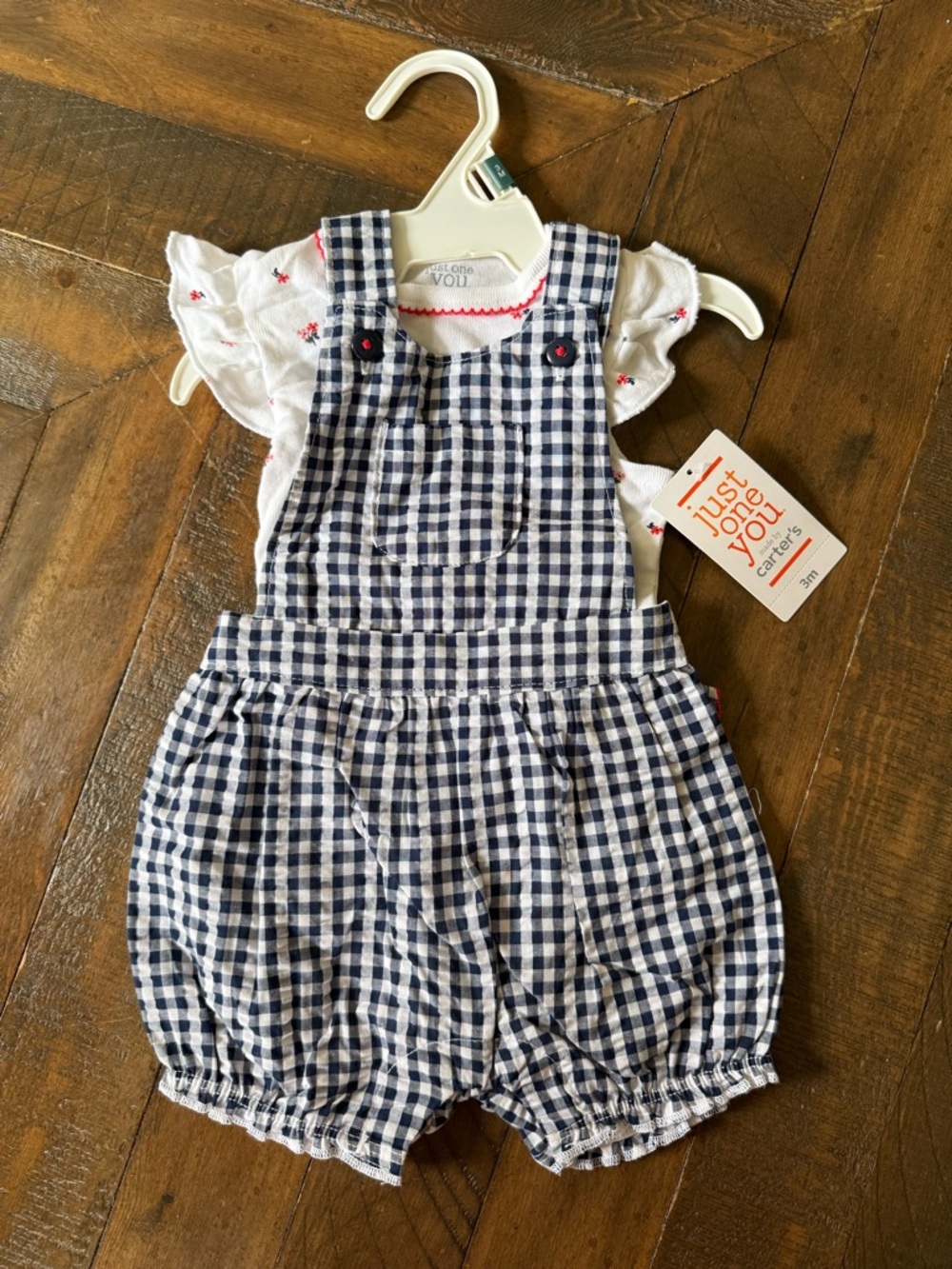 NWT Carter’s Navy Gingham Baby Romper